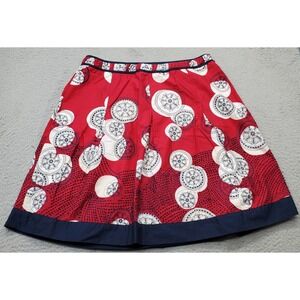 Talbots A-Line Skirt Women Petites 12W Multi Floral Elastic Waist Lined Side Zip